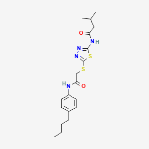 molecular formula C19H26N4O2S2 B2775669 N-[5-({[(4-butylphenyl)carbamoyl]methyl}sulfanyl)-1,3,4-thiadiazol-2-yl]-3-methylbutanamide CAS No. 896023-90-8