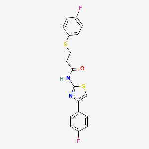 molecular formula C18H14F2N2OS2 B2775692 N-(4-(4-fluorophenyl)thiazol-2-yl)-3-((4-fluorophenyl)thio)propanamide CAS No. 896352-68-4