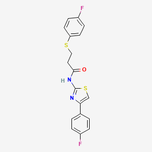 N-(4-(4-fluorophenyl)thiazol-2-yl)-3-((4-fluorophenyl)thio)propanamide