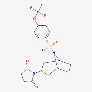 molecular formula C18H19F3N2O5S B2775709 1-{8-[4-(trifluoromethoxy)benzenesulfonyl]-8-azabicyclo[3.2.1]octan-3-yl}pyrrolidine-2,5-dione CAS No. 1904240-44-3