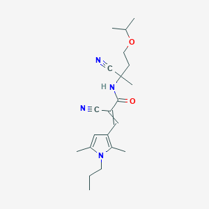 molecular formula C21H30N4O2 B2775710 2-cyano-N-[1-cyano-1-methyl-3-(propan-2-yloxy)propyl]-3-(2,5-dimethyl-1-propyl-1H-pyrrol-3-yl)prop-2-enamide CAS No. 1424659-71-1