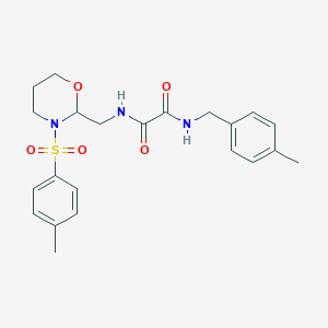 molecular formula C22H27N3O5S B2775717 N1-(4-methylbenzyl)-N2-((3-tosyl-1,3-oxazinan-2-yl)methyl)oxalamide CAS No. 869071-27-2