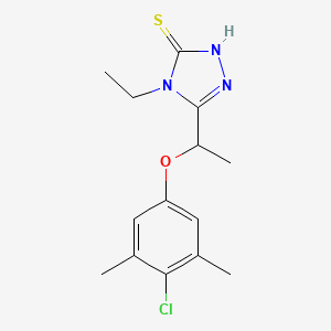 molecular formula C14H18ClN3OS B2775733 5-[1-(4-chloro-3,5-dimethylphenoxy)ethyl]-4-ethyl-4H-1,2,4-triazole-3-thiol CAS No. 588673-91-0