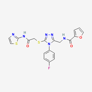 molecular formula C19H15FN6O3S2 B2775752 N-{[4-(4-fluorophenyl)-5-({[(1,3-thiazol-2-yl)carbamoyl]methyl}sulfanyl)-4H-1,2,4-triazol-3-yl]methyl}furan-2-carboxamide CAS No. 310449-93-5