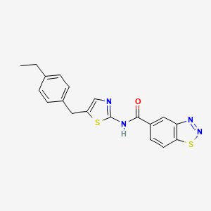 molecular formula C19H16N4OS2 B2775757 N-{5-[(4-ETHYLPHENYL)METHYL]-1,3-THIAZOL-2-YL}-1,2,3-BENZOTHIADIAZOLE-5-CARBOXAMIDE CAS No. 941897-72-9
