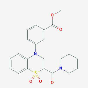 molecular formula C22H22N2O5S B2775771 methyl 3-[1,1-dioxido-2-(piperidin-1-ylcarbonyl)-4H-1,4-benzothiazin-4-yl]benzoate CAS No. 1251611-92-3