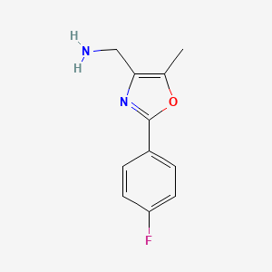 molecular formula C11H11FN2O B2775796 [2-(4-Fluorophenyl)-5-methyl-1,3-oxazol-4-yl]methanamine CAS No. 1048917-47-0