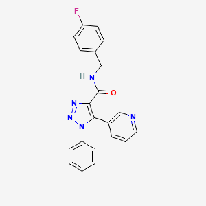 molecular formula C22H18FN5O B2775802 N-[(4-fluorophenyl)methyl]-1-(4-methylphenyl)-5-(pyridin-3-yl)-1H-1,2,3-triazole-4-carboxamide CAS No. 1207027-19-7
