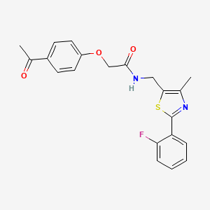 molecular formula C21H19FN2O3S B2775813 2-(4-acetylphenoxy)-N-((2-(2-fluorophenyl)-4-methylthiazol-5-yl)methyl)acetamide CAS No. 1797127-06-0