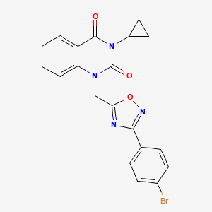 molecular formula C20H15BrN4O3 B2775819 1-((3-(4-bromophenyl)-1,2,4-oxadiazol-5-yl)methyl)-3-cyclopropylquinazoline-2,4(1H,3H)-dione CAS No. 2188279-43-6