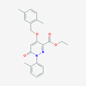 molecular formula C23H24N2O4 B2775822 Ethyl 4-((2,5-dimethylbenzyl)oxy)-6-oxo-1-(o-tolyl)-1,6-dihydropyridazine-3-carboxylate CAS No. 899733-03-0