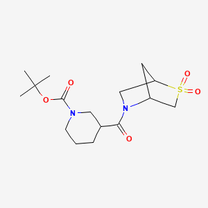 molecular formula C16H26N2O5S B2775834 Tert-butyl 3-(2,2-dioxido-2-thia-5-azabicyclo[2.2.1]heptane-5-carbonyl)piperidine-1-carboxylate CAS No. 2034210-10-9