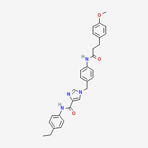 B2775837 N-(4-ethylphenyl)-1-(4-(3-(4-methoxyphenyl)propanamido)benzyl)-1H-imidazole-4-carboxamide CAS No. 1251560-84-5