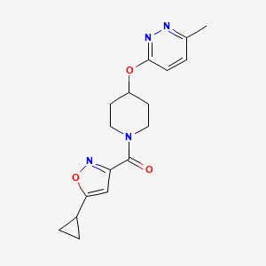 molecular formula C17H20N4O3 B2775839 (5-Cyclopropylisoxazol-3-yl)(4-((6-methylpyridazin-3-yl)oxy)piperidin-1-yl)methanone CAS No. 1797063-72-9