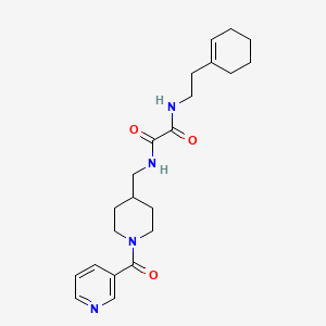 molecular formula C22H30N4O3 B2775996 N1-(2-(cyclohex-1-en-1-yl)ethyl)-N2-((1-nicotinoylpiperidin-4-yl)methyl)oxalamide CAS No. 1396794-21-0