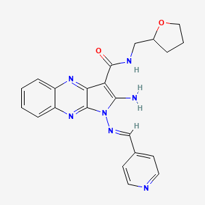 (E)-2-amino-1-((pyridin-4-ylmethylene)amino)-N-((tetrahydrofuran-2-yl)methyl)-1H-pyrrolo[2,3-b]quinoxaline-3-carboxamide
