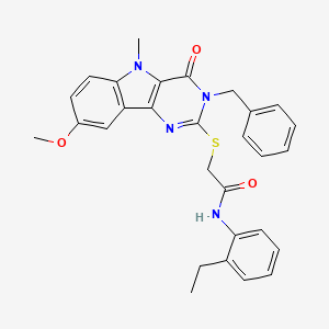 2-(3-benzyl-8-methoxy-5-methyl-4-oxopyrimido[5,4-b]indol-2-yl)sulfanyl-N-(2-ethylphenyl)acetamide