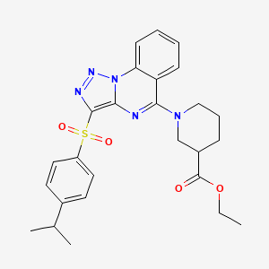 molecular formula C26H29N5O4S B2776014 Ethyl 1-{3-[4-(propan-2-yl)benzenesulfonyl]-[1,2,3]triazolo[1,5-a]quinazolin-5-yl}piperidine-3-carboxylate CAS No. 892276-03-8