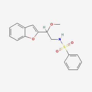 molecular formula C17H17NO4S B2776018 N-[2-(1-benzofuran-2-yl)-2-methoxyethyl]benzenesulfonamide CAS No. 2034206-98-7
