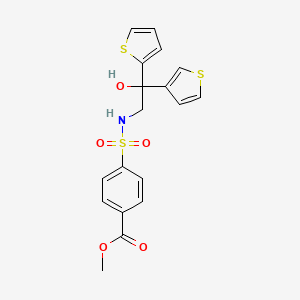 molecular formula C18H17NO5S3 B2776070 methyl 4-{[2-hydroxy-2-(thiophen-2-yl)-2-(thiophen-3-yl)ethyl]sulfamoyl}benzoate CAS No. 2097890-28-1