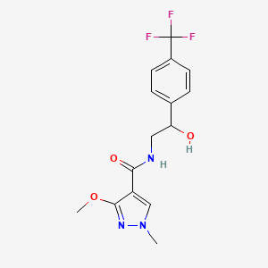 molecular formula C15H16F3N3O3 B2776104 N-{2-hydroxy-2-[4-(trifluoromethyl)phenyl]ethyl}-3-methoxy-1-methyl-1H-pyrazole-4-carboxamide CAS No. 1351594-57-4