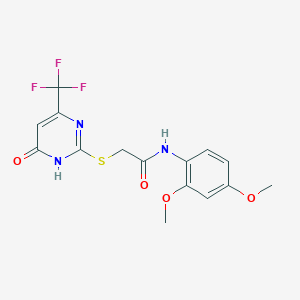 molecular formula C15H14F3N3O4S B2776137 N-(2,4-dimethoxyphenyl)-2-((6-oxo-4-(trifluoromethyl)-1,6-dihydropyrimidin-2-yl)thio)acetamide CAS No. 899948-56-2