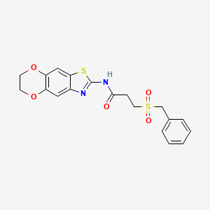 molecular formula C19H18N2O5S2 B2776144 3-benzylsulfonyl-N-(6,7-dihydro-[1,4]dioxino[2,3-f][1,3]benzothiazol-2-yl)propanamide CAS No. 923387-30-8