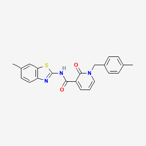 molecular formula C22H19N3O2S B2776147 N-(6-METHYL-1,3-BENZOTHIAZOL-2-YL)-1-[(4-METHYLPHENYL)METHYL]-2-OXO-1,2-DIHYDROPYRIDINE-3-CARBOXAMIDE CAS No. 946221-33-6