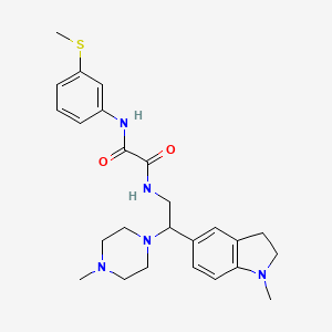 molecular formula C25H33N5O2S B2776148 N1-(2-(1-methylindolin-5-yl)-2-(4-methylpiperazin-1-yl)ethyl)-N2-(3-(methylthio)phenyl)oxalamide CAS No. 921925-01-1