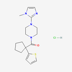 (4-(1-methyl-1H-imidazol-2-yl)piperazin-1-yl)(1-(thiophen-2-yl)cyclopentyl)methanone hydrochloride