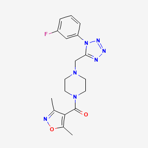 (3,5-dimethylisoxazol-4-yl)(4-((1-(3-fluorophenyl)-1H-tetrazol-5-yl)methyl)piperazin-1-yl)methanone