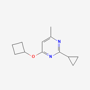 molecular formula C12H16N2O B2776214 4-Cyclobutoxy-2-cyclopropyl-6-methylpyrimidine CAS No. 2189434-37-3