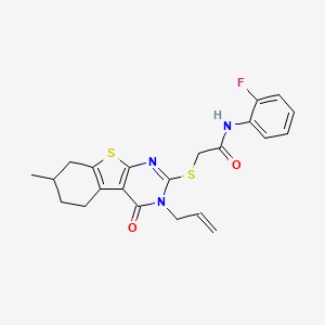 N-(2-fluorophenyl)-2-[(7-methyl-4-oxo-3-prop-2-enyl-5,6,7,8-tetrahydro-[1]benzothiolo[2,3-d]pyrimidin-2-yl)sulfanyl]acetamide