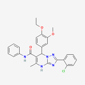 molecular formula C28H26ClN5O3 B2776264 2-(2-chlorophenyl)-7-(4-ethoxy-3-methoxyphenyl)-5-methyl-N-phenyl-4,7-dihydro-[1,2,4]triazolo[1,5-a]pyrimidine-6-carboxamide CAS No. 538363-88-1