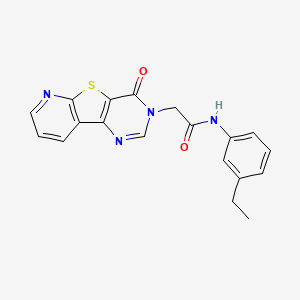 molecular formula C19H16N4O2S B2776280 N-(3-ethylphenyl)-2-(6-oxo-8-thia-3,5,10-triazatricyclo[7.4.0.02,7]trideca-1(9),2(7),3,10,12-pentaen-5-yl)acetamide CAS No. 1223896-45-4
