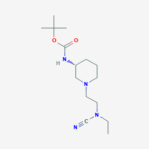 molecular formula C15H28N4O2 B2776289 Tert-butyl N-[(3R)-1-[2-[cyano(ethyl)amino]ethyl]piperidin-3-yl]carbamate CAS No. 2188782-31-0