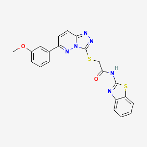 molecular formula C21H16N6O2S2 B2776299 N-(1,3-benzothiazol-2-yl)-2-{[6-(3-methoxyphenyl)-[1,2,4]triazolo[4,3-b]pyridazin-3-yl]sulfanyl}acetamide CAS No. 891095-95-7