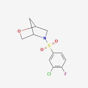 molecular formula C11H11ClFNO3S B2776313 5-((3-Chloro-4-fluorophenyl)sulfonyl)-2-oxa-5-azabicyclo[2.2.1]heptane CAS No. 2034305-76-3