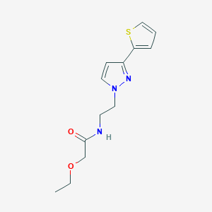 molecular formula C13H17N3O2S B2776316 2-ethoxy-N-(2-(3-(thiophen-2-yl)-1H-pyrazol-1-yl)ethyl)acetamide CAS No. 1448037-57-7