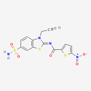 molecular formula C15H10N4O5S3 B2776320 (Z)-5-nitro-N-(3-(prop-2-yn-1-yl)-6-sulfamoylbenzo[d]thiazol-2(3H)-ylidene)thiophene-2-carboxamide CAS No. 865182-09-8