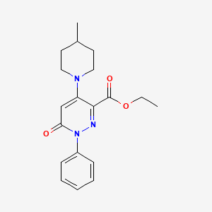 molecular formula C19H23N3O3 B2776321 Ethyl 4-(4-methylpiperidin-1-yl)-6-oxo-1-phenyl-1,6-dihydropyridazine-3-carboxylate CAS No. 922090-48-0