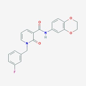 molecular formula C21H17FN2O4 B2776354 N-(2,3-dihydro-1,4-benzodioxin-6-yl)-1-[(3-fluorophenyl)methyl]-2-oxo-1,2-dihydropyridine-3-carboxamide CAS No. 946245-97-2