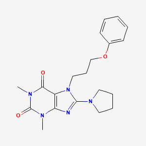 molecular formula C20H25N5O3 B2776371 1,3-dimethyl-7-(3-phenoxypropyl)-8-(pyrrolidin-1-yl)-1H-purine-2,6(3H,7H)-dione CAS No. 99906-09-9