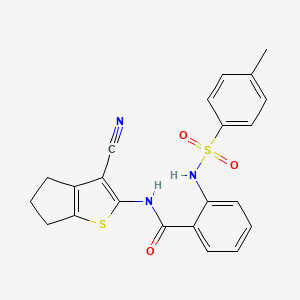 molecular formula C22H19N3O3S2 B2776384 N-{3-cyano-4H,5H,6H-cyclopenta[b]thiophen-2-yl}-2-(4-methylbenzenesulfonamido)benzamide CAS No. 330190-23-3