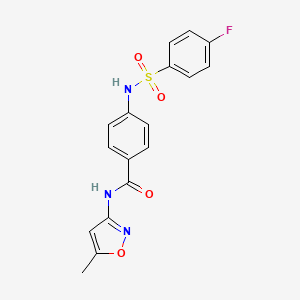 molecular formula C17H14FN3O4S B2776409 4-(4-fluorobenzenesulfonamido)-N-(5-methyl-1,2-oxazol-3-yl)benzamide CAS No. 898411-28-4