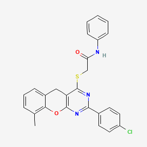 2-((2-(4-chlorophenyl)-9-methyl-5H-chromeno[2,3-d]pyrimidin-4-yl)thio)-N-phenylacetamide