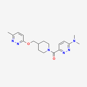 molecular formula C18H24N6O2 B2776412 N,N-dimethyl-6-(4-{[(6-methylpyridazin-3-yl)oxy]methyl}piperidine-1-carbonyl)pyridazin-3-amine CAS No. 2319804-48-1