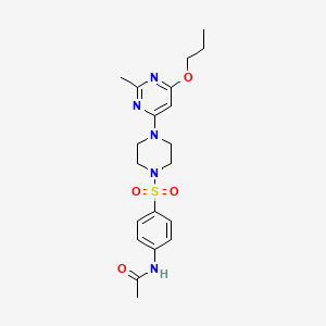 molecular formula C20H27N5O4S B2776429 N-(4-((4-(2-methyl-6-propoxypyrimidin-4-yl)piperazin-1-yl)sulfonyl)phenyl)acetamide CAS No. 946233-08-5