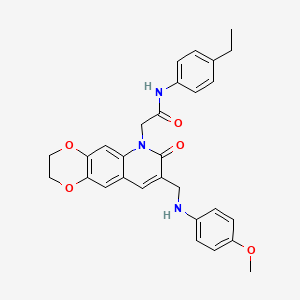 molecular formula C29H29N3O5 B2776431 N-(4-ethylphenyl)-2-(8-{[(4-methoxyphenyl)amino]methyl}-7-oxo-2H,3H,6H,7H-[1,4]dioxino[2,3-g]quinolin-6-yl)acetamide CAS No. 894560-04-4