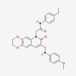N-(4-ethylphenyl)-2-(8-(((4-methoxyphenyl)amino)methyl)-7-oxo-2,3-dihydro-[1,4]dioxino[2,3-g]quinolin-6(7H)-yl)acetamide